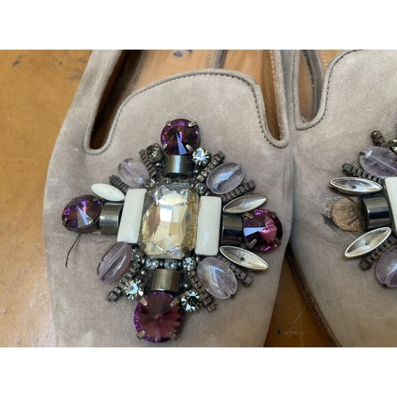 Ralph Lauren Women's Suede Leather Bejeweled Purple Label Flats Sz 37.5B (F136) - Picture 3 of 9
